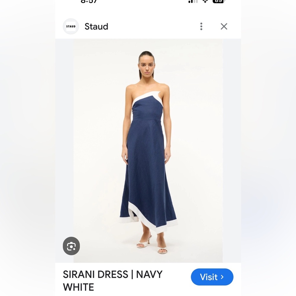 NWT! STAUD Asymmetrical Navy and White Dress